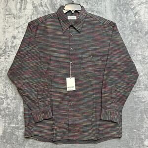 New Report Collection Striped Dress Shirt Men's Size XL Dark Multicolor‎